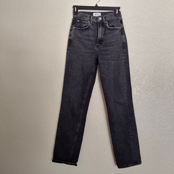 Agolde High Rise Stovepipe in metal black sz 23 - Picture 2 of 11